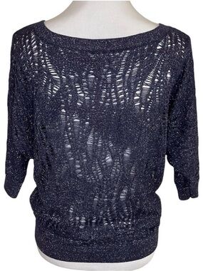 Express Metallic Dolman Sleeve Open Knit Sweater | Sz M